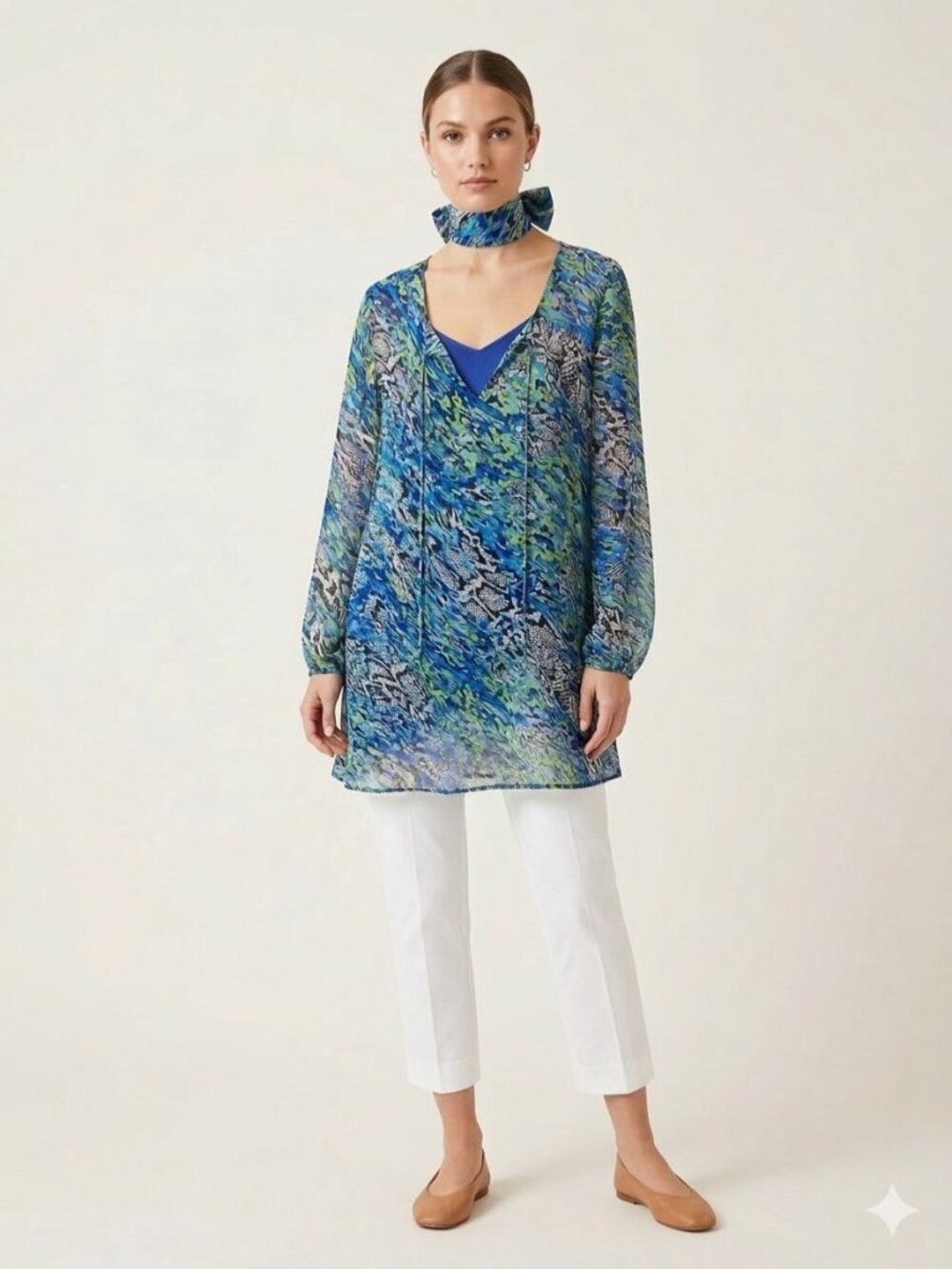 Laundry By Shelli Segal Sheer Tunic With Camisole Blue Size L Resortwear Summer